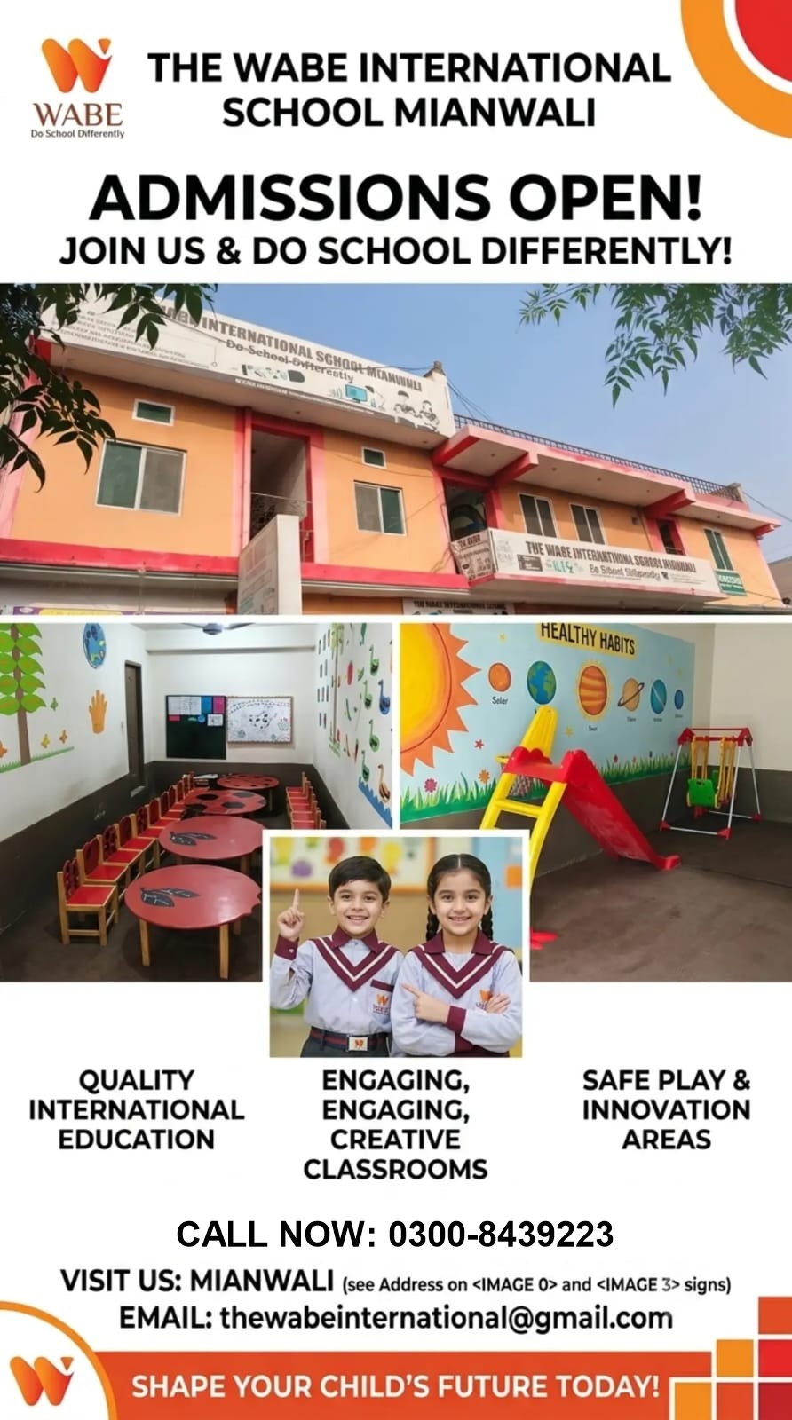 Admissions Open at The WABE International School, Mianwali