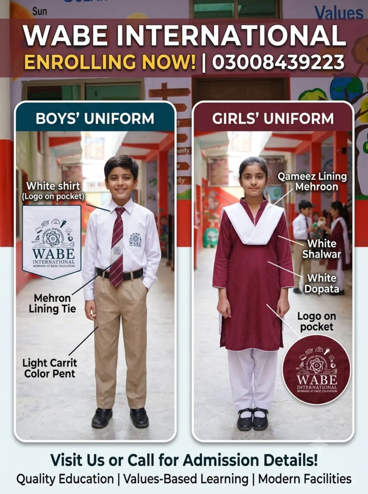 WABE International School boys' and girls' uniform guide